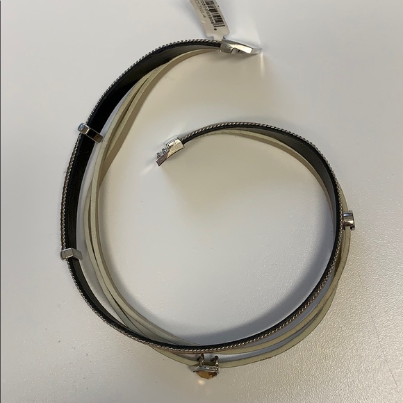 Faux leather wrap bracelet, Rhinestones & silver - Picture 4 of 4